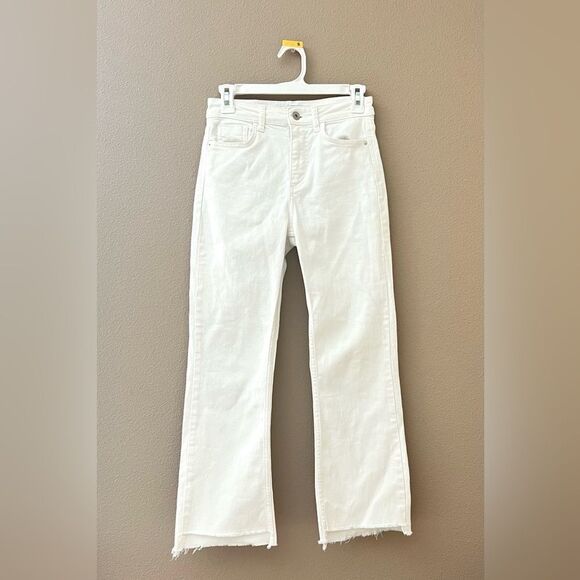 Zara Denim - Zara High Waist Raw Hem Straight Leg